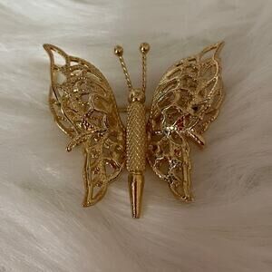 MONET NEW YORK Vintage NWT Gold Tone 3 D Butterfly Brooch Pin